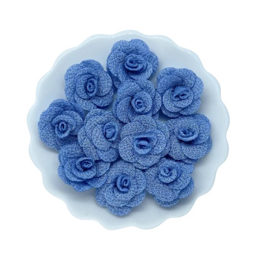 24385 FLOR DE MALHA 3CM C/5UN  43# Azul Bebe