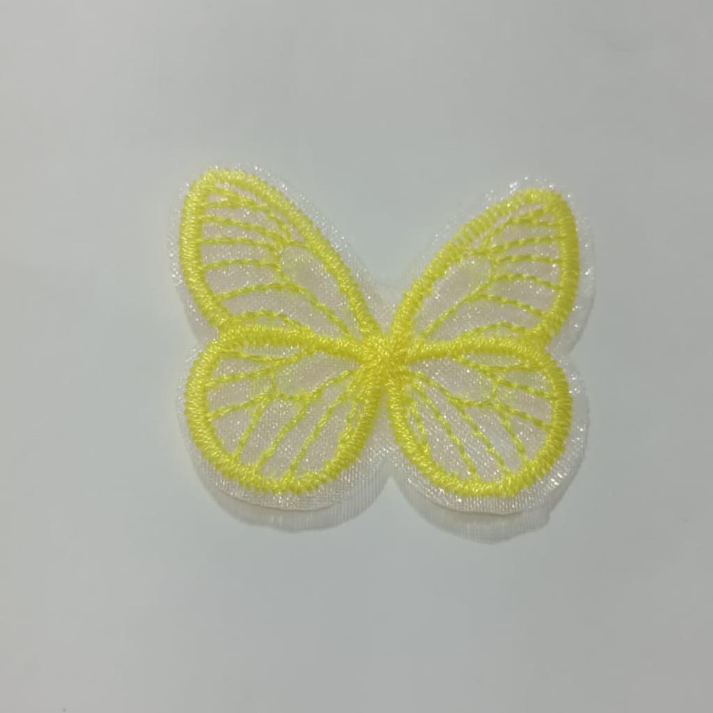 24381 BORBOLETA TECIDO 3.5CM C/5UN #Amarelo
