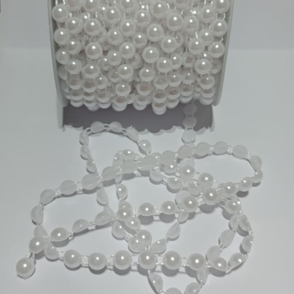 24351 MEIA PEROLA EM METRO 8MM BRANCO (M)