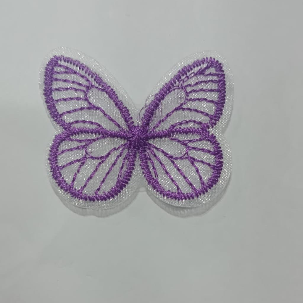 24387 BORBOLETA 4 DE TECIDO 3.5CM C/5UN #Roxo