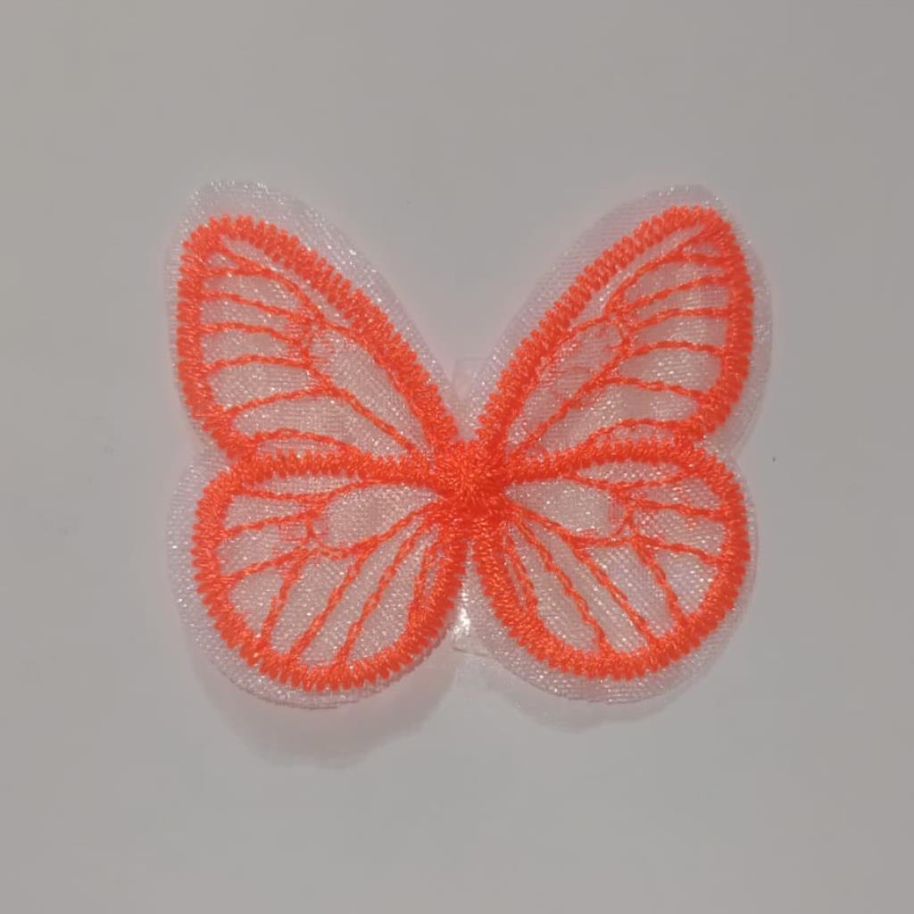 24379 BORBOLETA DE TECIDO 3.5CM C/5UN  #Laranja Neon