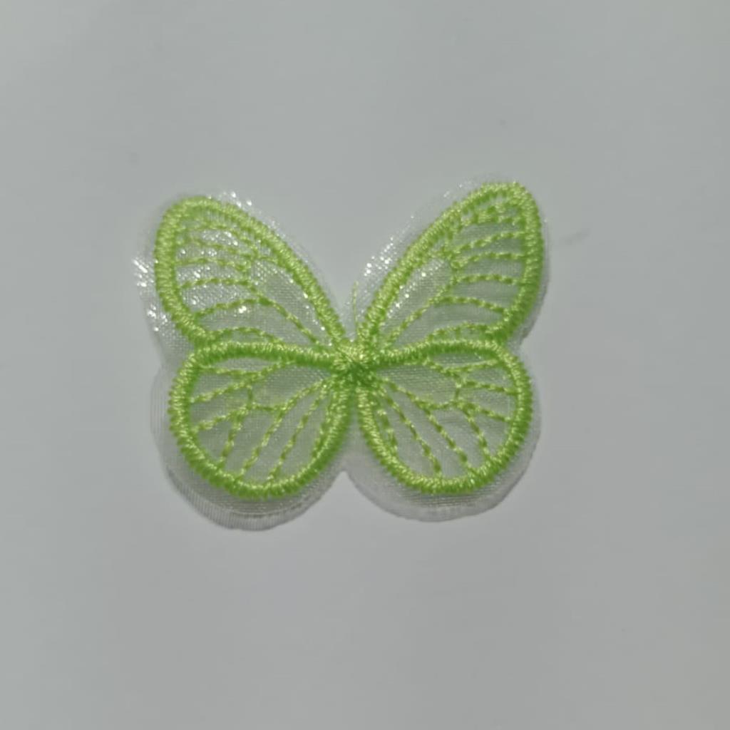 24396 BORBOLETA TECIDO 3.5CM C/5UN #Verde Folha