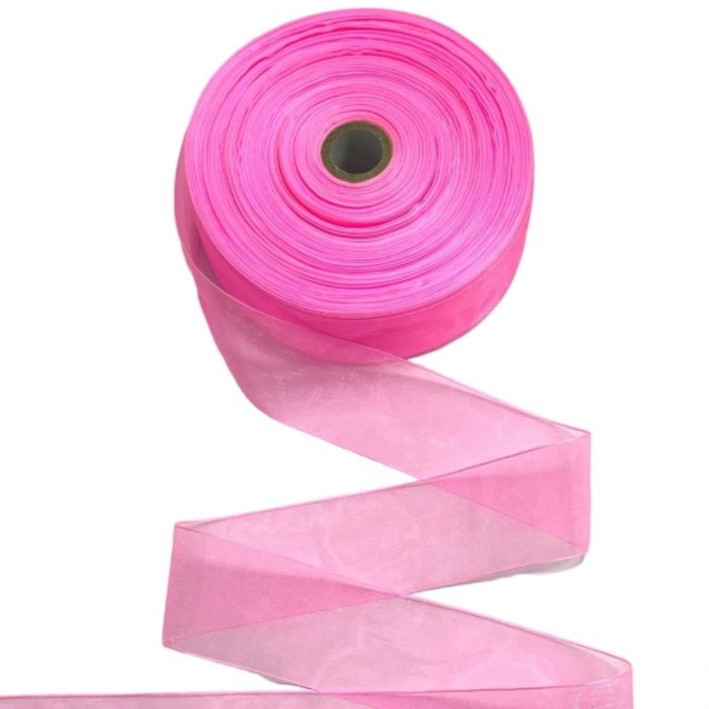 A204 FITA ORGANZA CRISTAL 38MM ROSA CHICLETE (M)