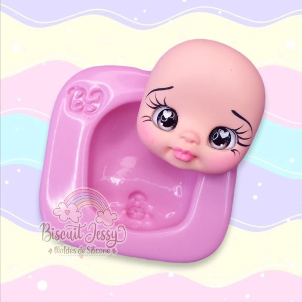 BJ113 -MOLDE SILICONE MINI CABEÇA DOLL