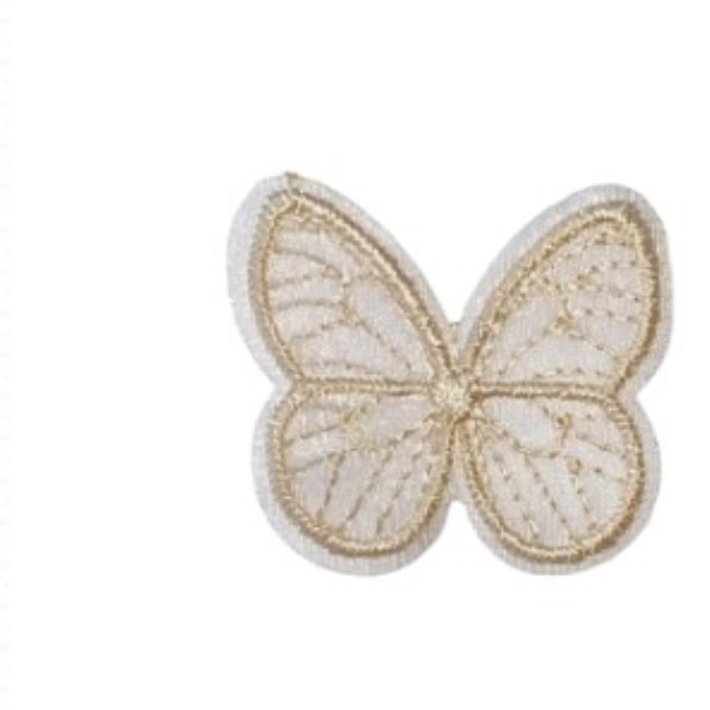 01835 BORBOLETA TECIDO DOURADO 3,5CM-5UN
