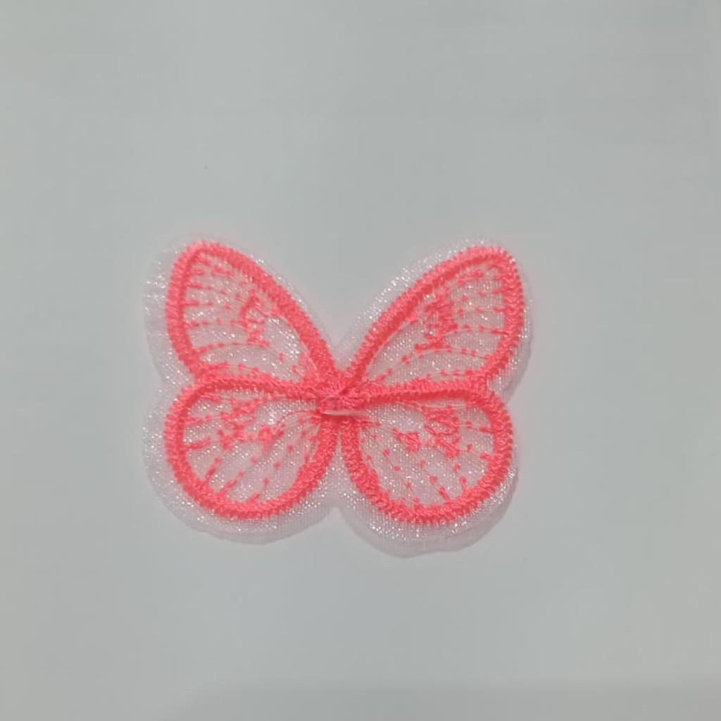 24380 BORBOLETA DE TECIDO 3.5CM C/5UN #Rosa Neon