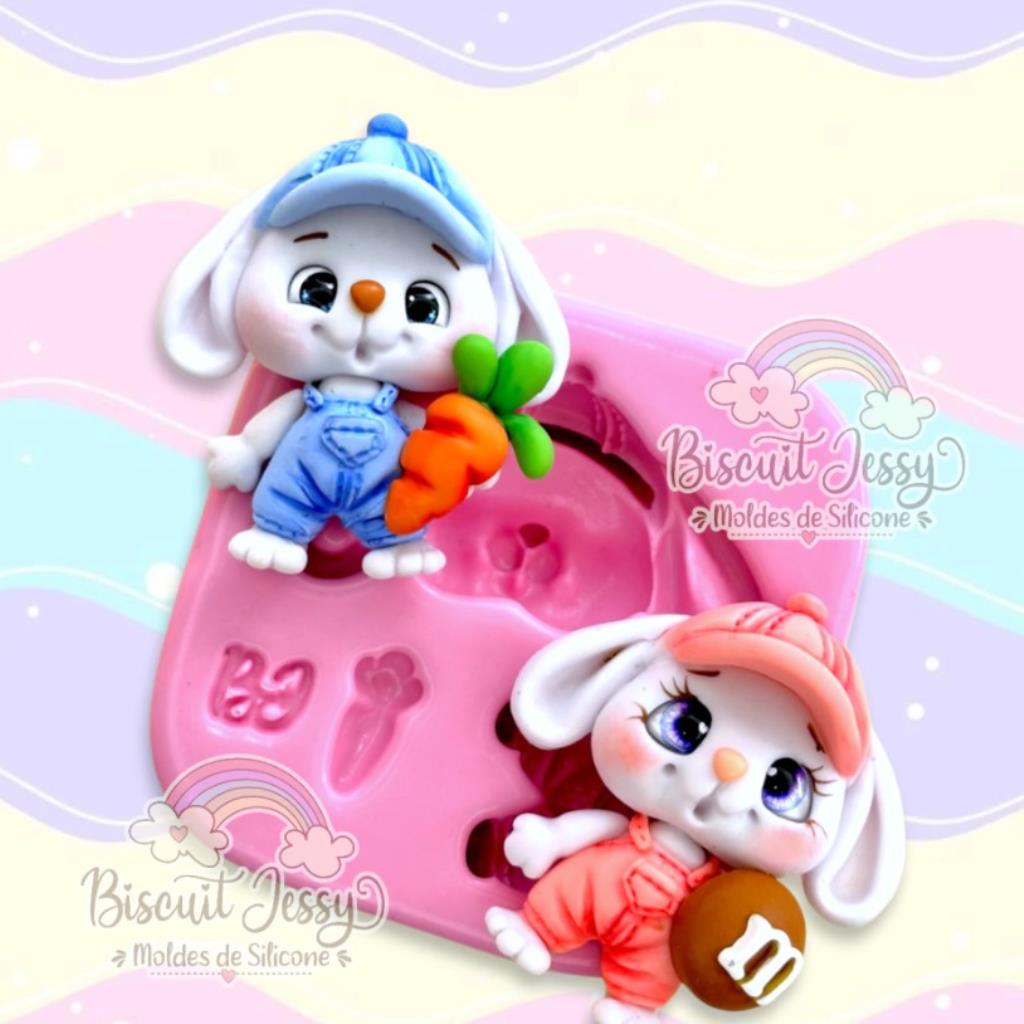 BJ120-MOLDE SILICONE COELHINHOS CUTE