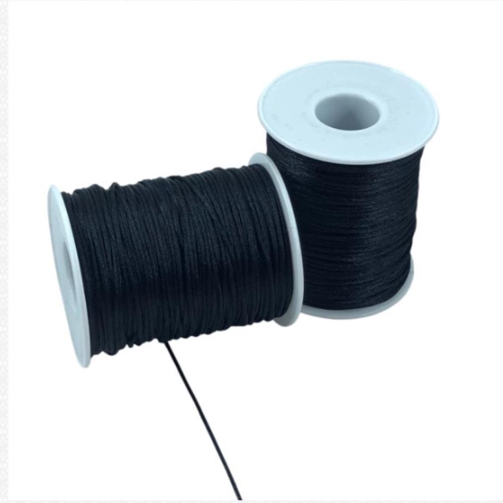 RR012 RABO DE RATO DE CETIM 1MM C/100MTS #2PRETO