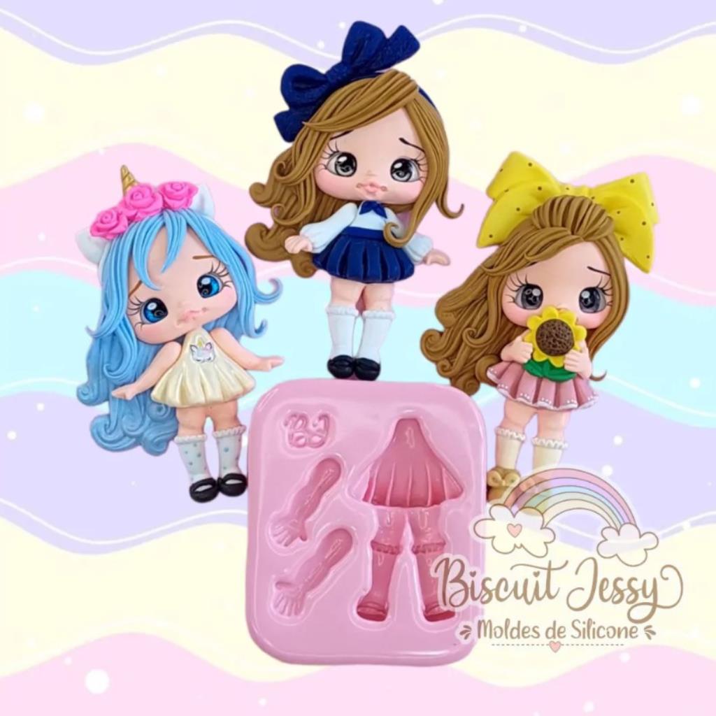 BJ049-MOLDE SILICONE MENINA DOLL