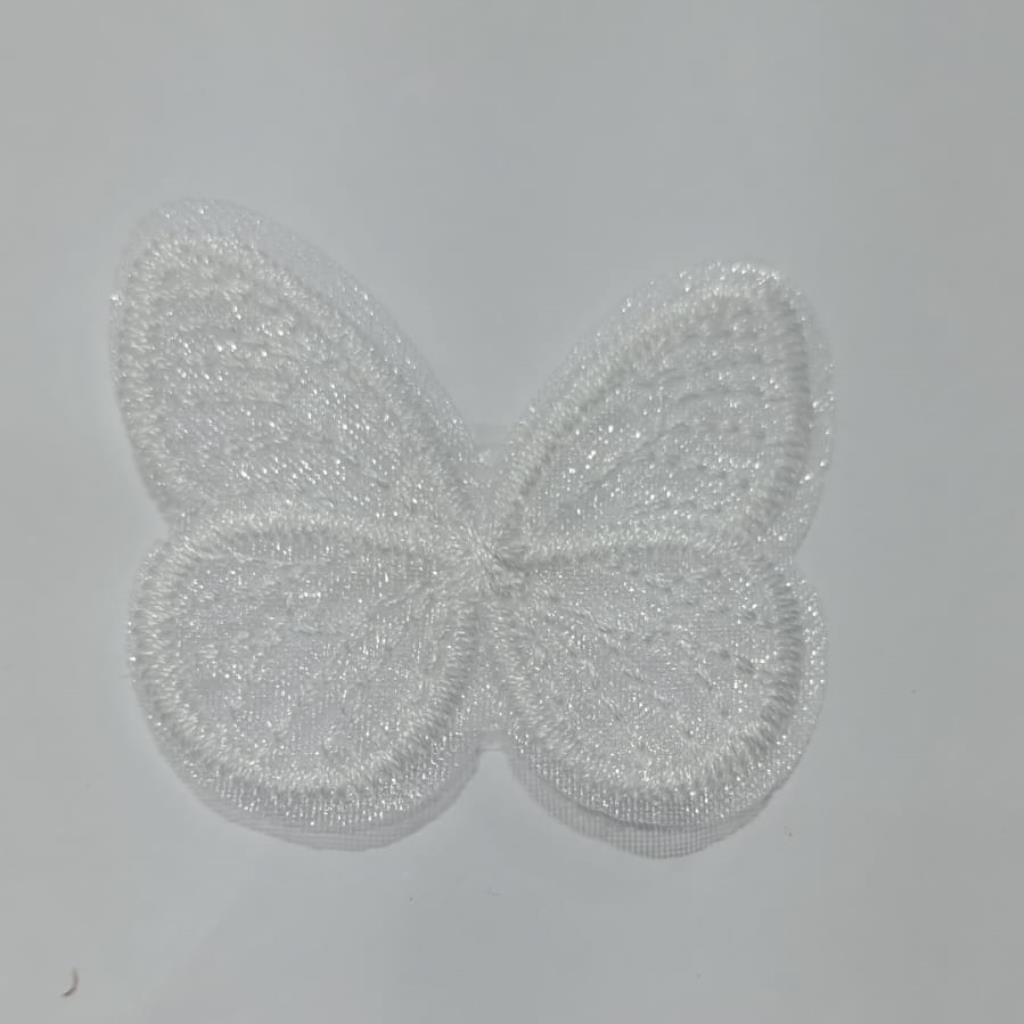 24388 BORBOLETA 4 DE TECIDO 3.5CM C/5UN #Branca