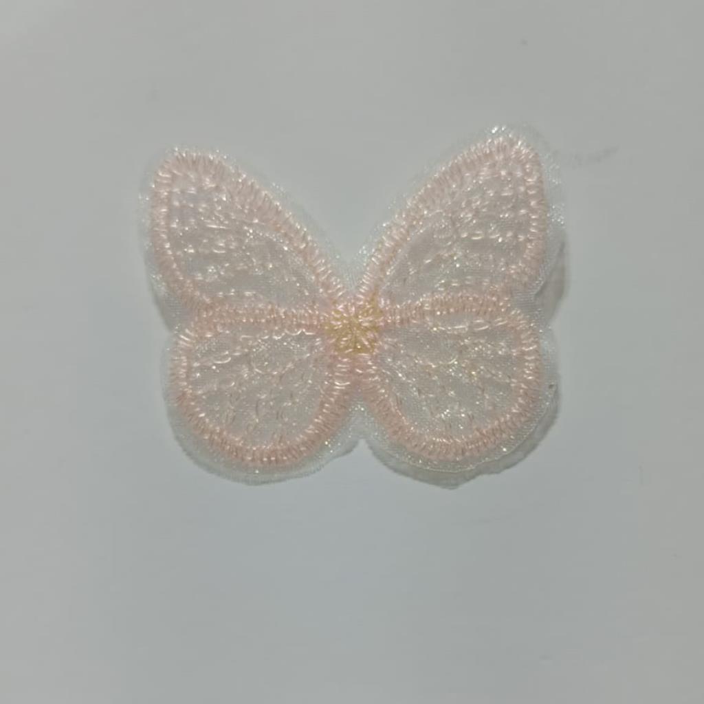 24395 BORBOLETA 4 DE TECIDO 3.5CM C/5UN #Amarelo Bebe