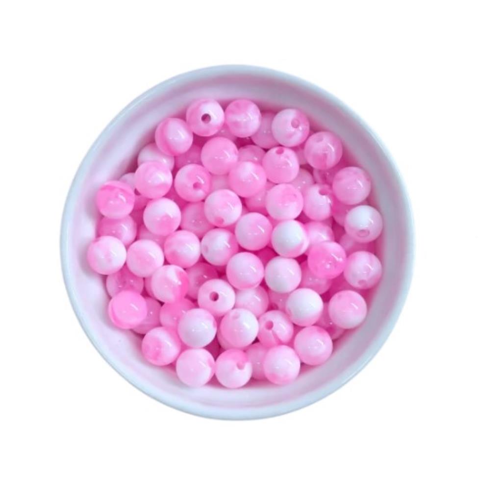 24398 PEROLA LEITOSA MESCLADA 8MM C/ 10G #Rosa Chiclete
